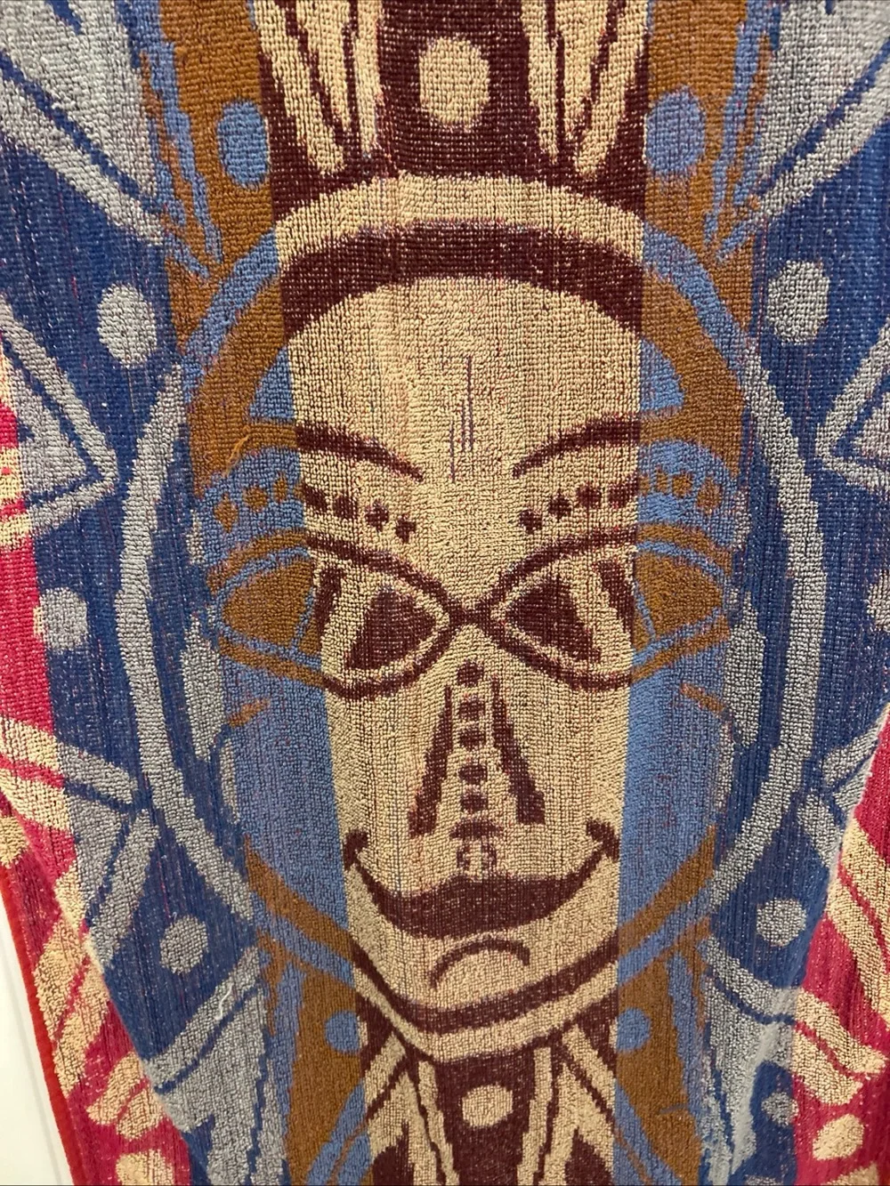 Kaufman Vintage Beach Towel Sun Face Aztec